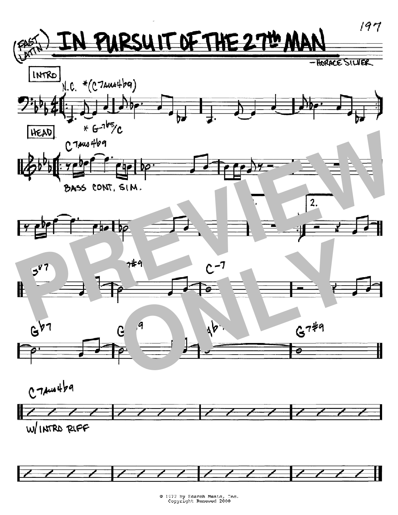 Horace Silver In Pursuit Of The 27th Man Sheet Music Notes & Chords for Real Book – Melody & Chords – C Instruments - Download or Print PDF