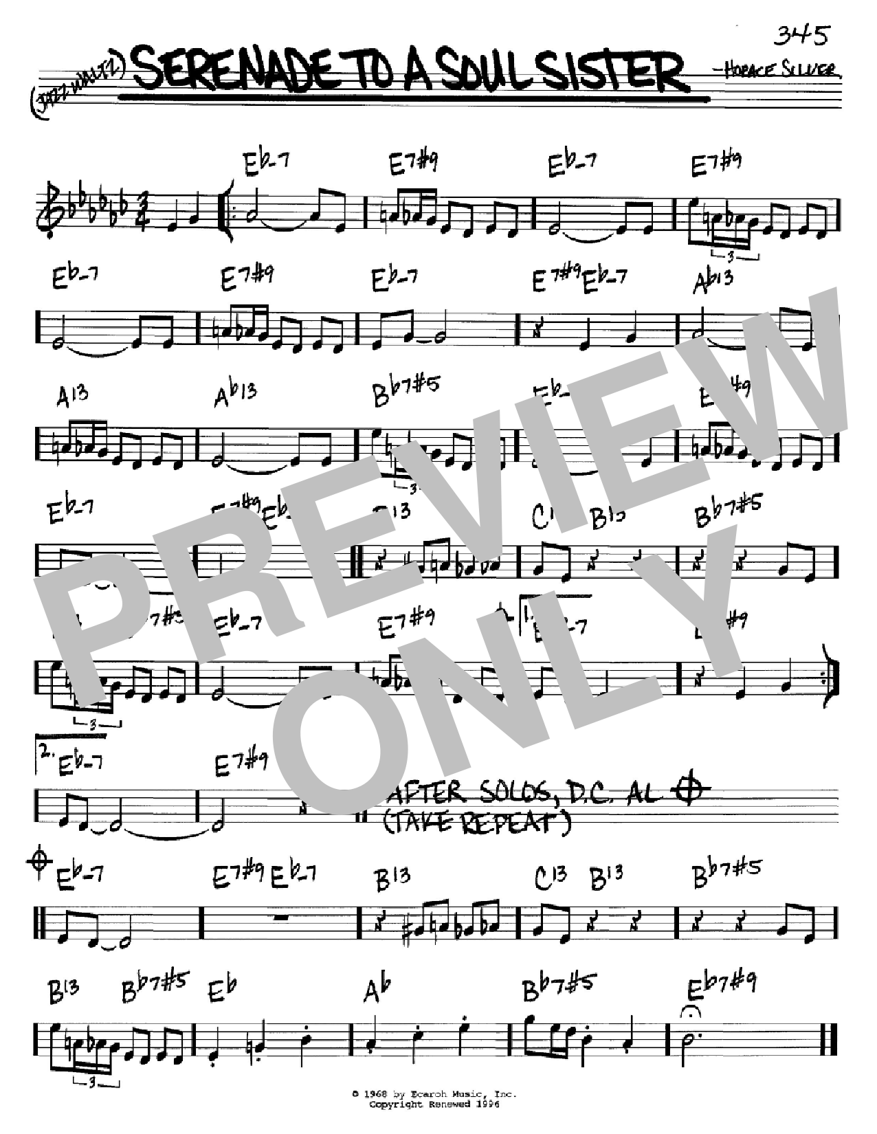 Horace Silver Serenade To A Soul Sister Sheet Music Notes & Chords for Real Book – Melody & Chords – C Instruments - Download or Print PDF