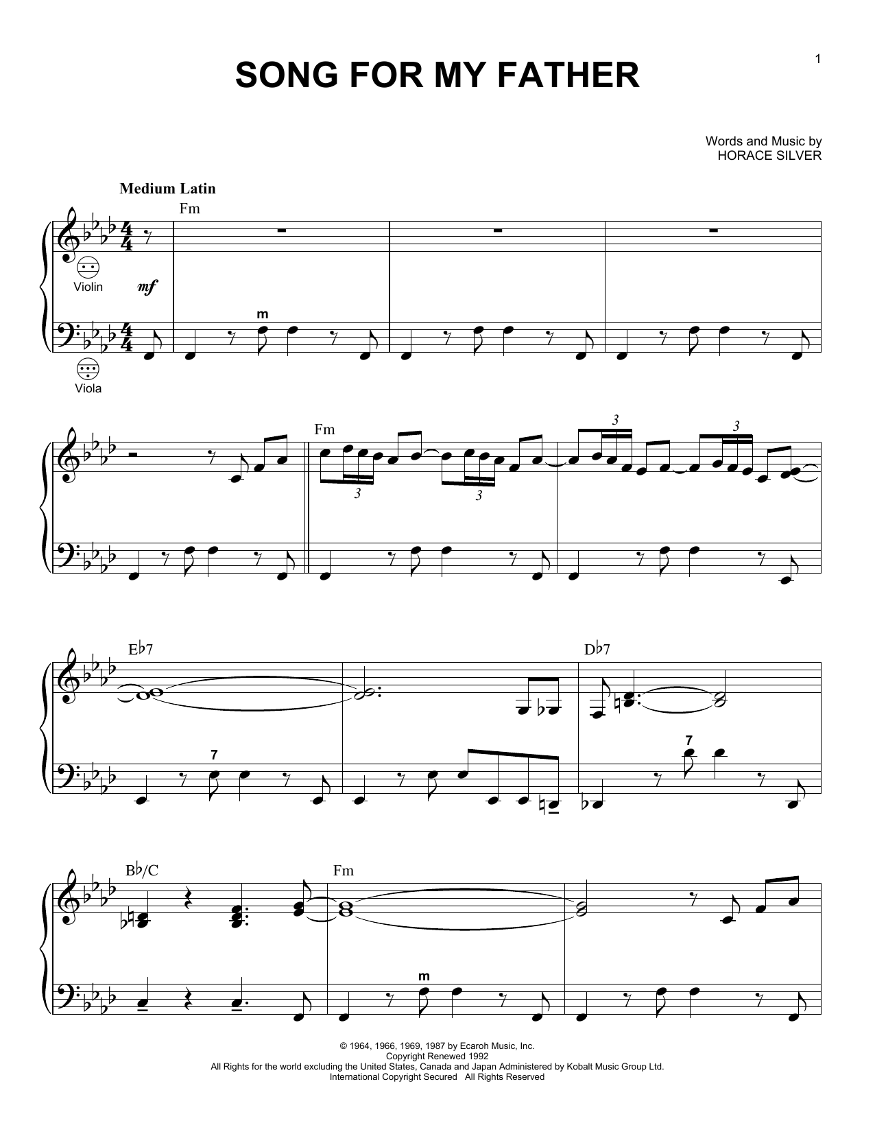 Horace Silver Song For My Father (arr. Gary Meisner) Sheet Music Notes & Chords for Accordion - Download or Print PDF