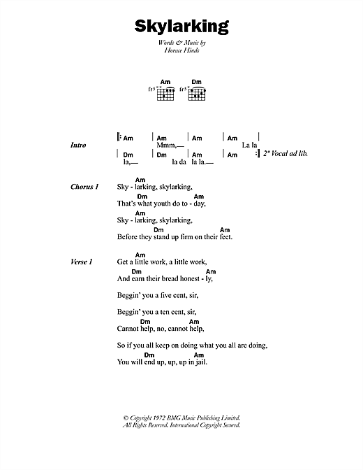 Horace Andy Skylarking Sheet Music Notes & Chords for Lyrics & Chords - Download or Print PDF