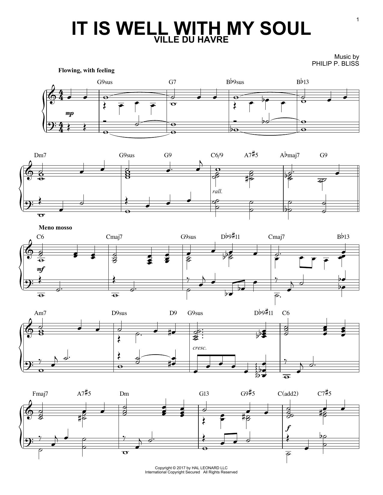 Horatio G. Spafford It Is Well With My Soul [Jazz version] Sheet Music Notes & Chords for Piano - Download or Print PDF