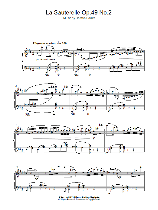 Horatio Parker La Sauterelle Op. 49 No. 2 Sheet Music Notes & Chords for Piano - Download or Print PDF