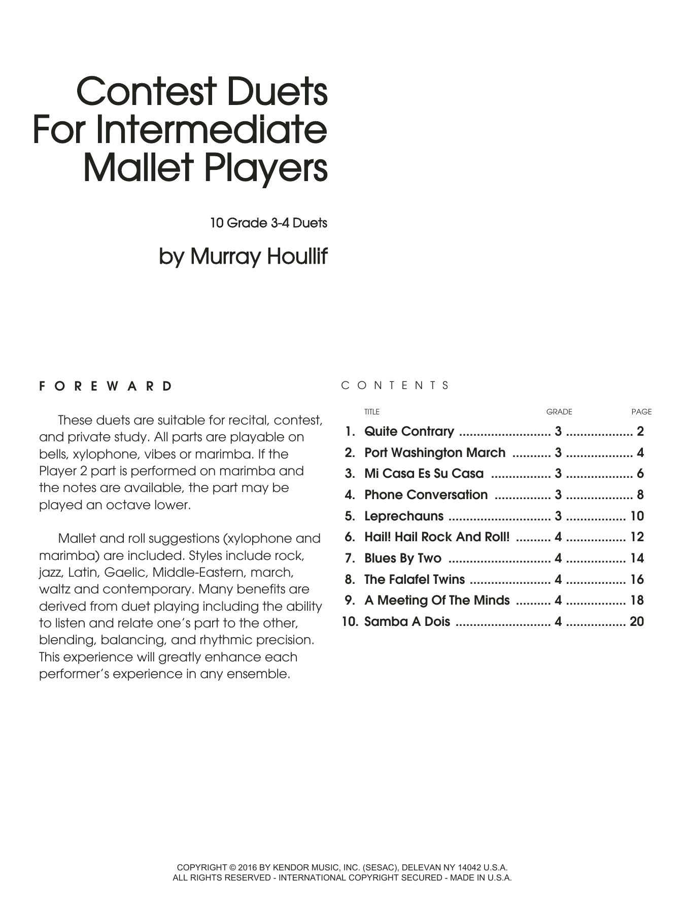 Preview Houllif Contest Duets For Intermediate Mallet Players Unclassified sheet music, notes and chords for Percussion Ensemble, SKU: 125032 Contest Duets For Intermediate Mallet Players sheet music