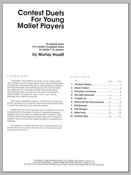 Contest Duets For The Young Mallet Players sheet music