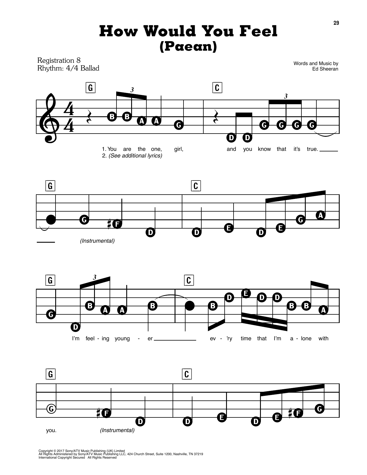 Ed Sheeran How Would You Feel Paean Sheet Music Download Pdf Score 410119