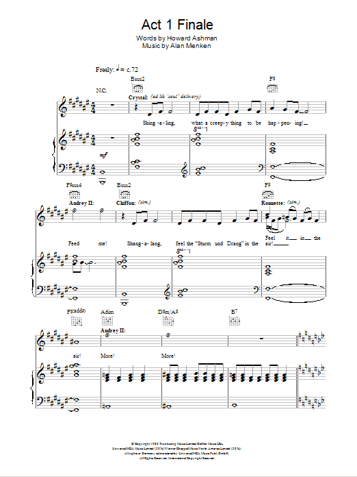 Howard Ashman Finale (Don't Feed The Plants) (from Little Shop of Horrors) Sheet Music Notes & Chords for Piano, Vocal & Guitar - Download or Print PDF