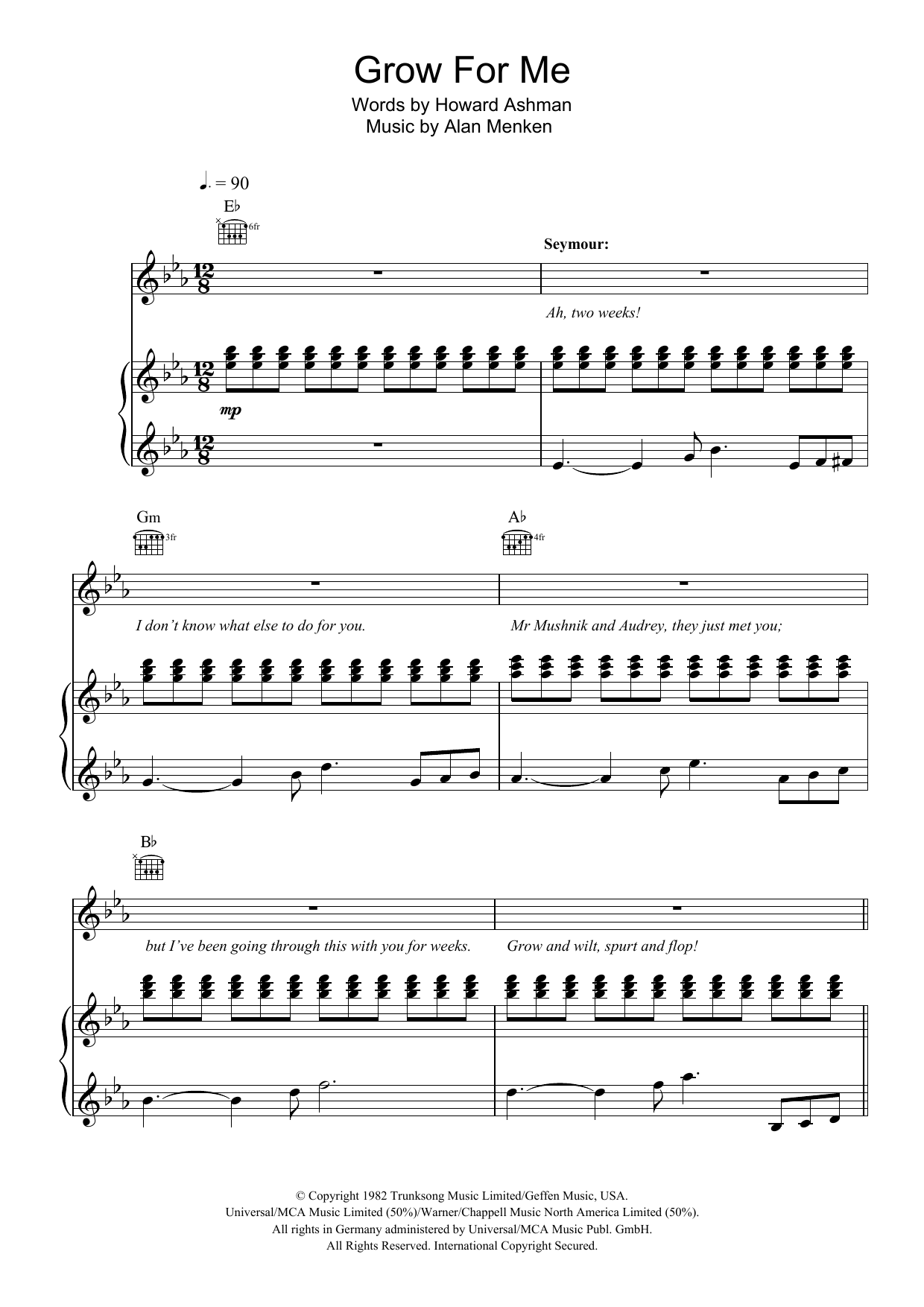 Howard Ashman Grow For Me (from Little Shop of Horrors) Sheet Music Notes & Chords for Piano, Vocal & Guitar - Download or Print PDF