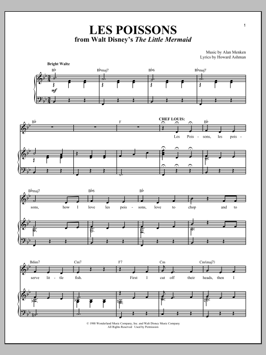 Howard Ashman Les Poissons (from The Little Mermaid) Sheet Music Notes & Chords for Piano & Vocal - Download or Print PDF
