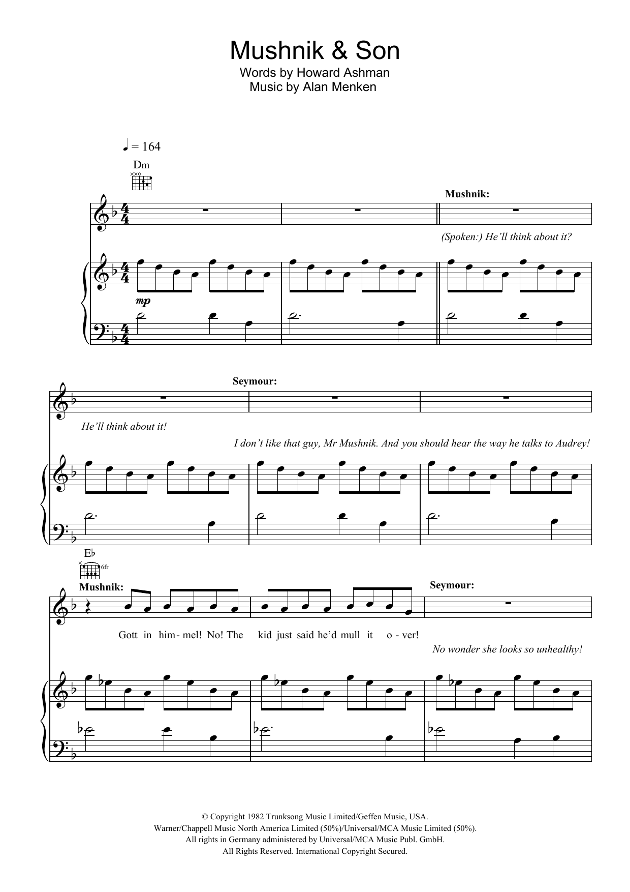 Howard Ashman Mushnik And Son Sheet Music Notes & Chords for Piano, Vocal & Guitar - Download or Print PDF