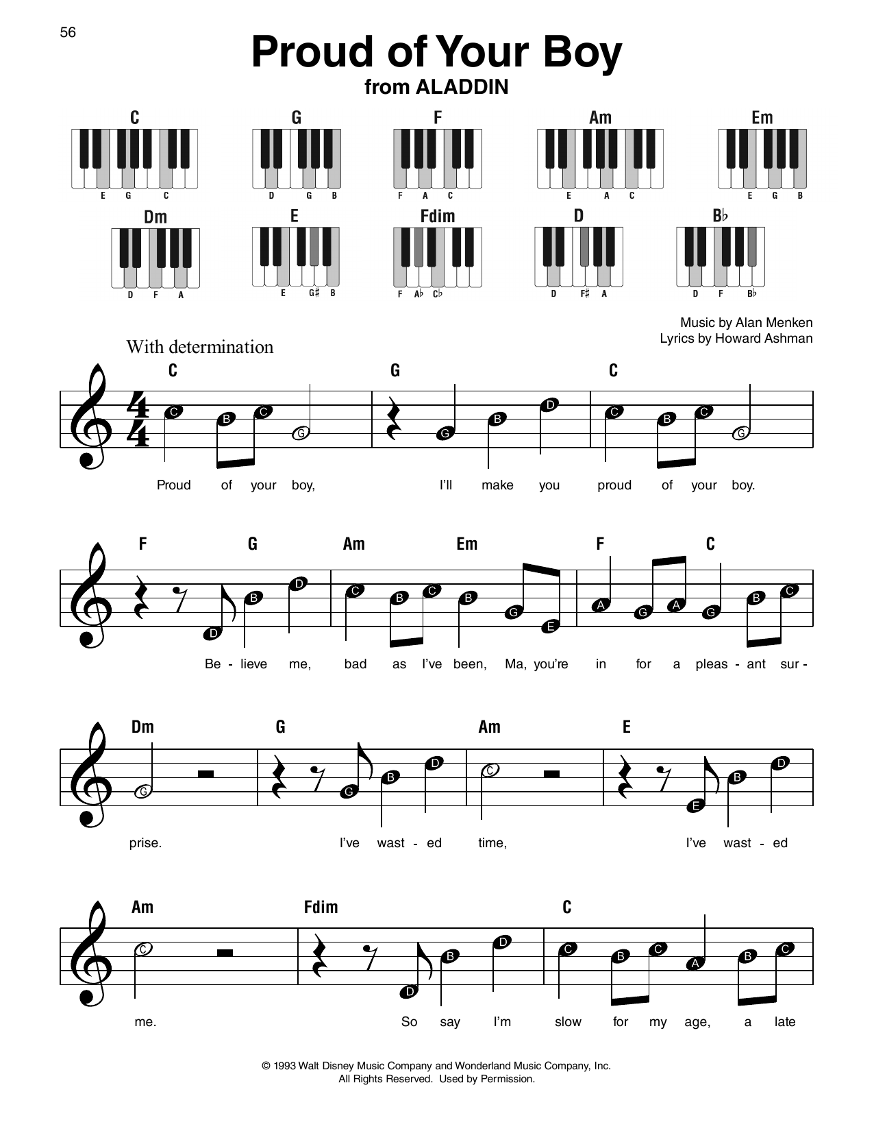 Howard Ashman Proud Of Your Boy (from Aladdin) Sheet Music Notes & Chords for Super Easy Piano - Download or Print PDF