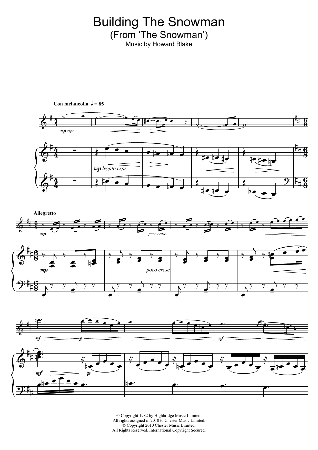 Howard Blake Building The Snowman (From 'The Snowman') Sheet Music Notes & Chords for Flute - Download or Print PDF