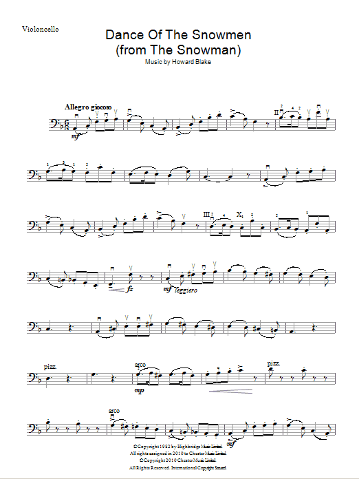 Howard Blake Dance Of The Snowmen (from The Snowman) Sheet Music Notes & Chords for Cello - Download or Print PDF