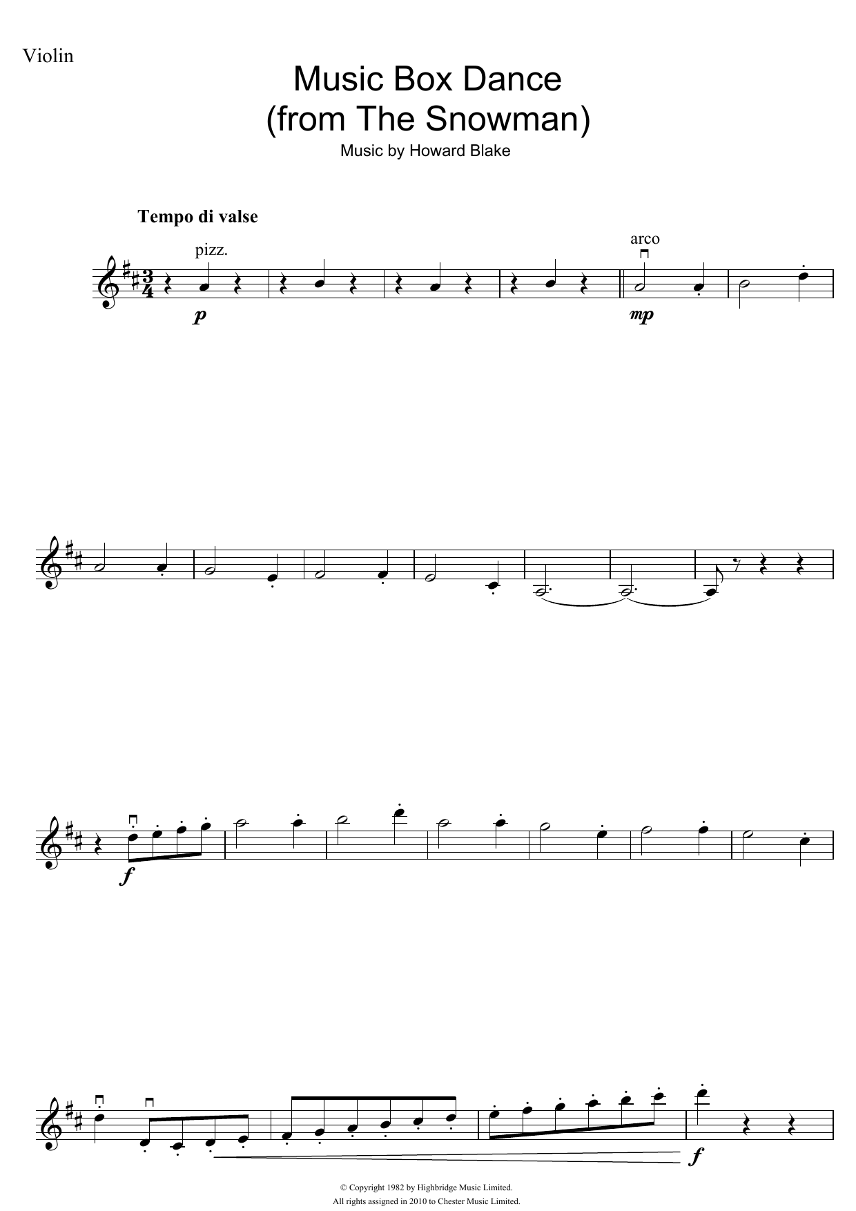 Howard Blake Music Box Dance Sheet Music Notes & Chords for Piano, Vocal & Guitar - Download or Print PDF