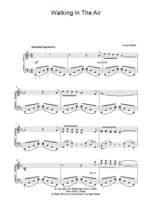 Howard Blake Walking In The Air (theme from The Snowman) Sheet Music Notes & Chords for Easy Piano - Download or Print PDF