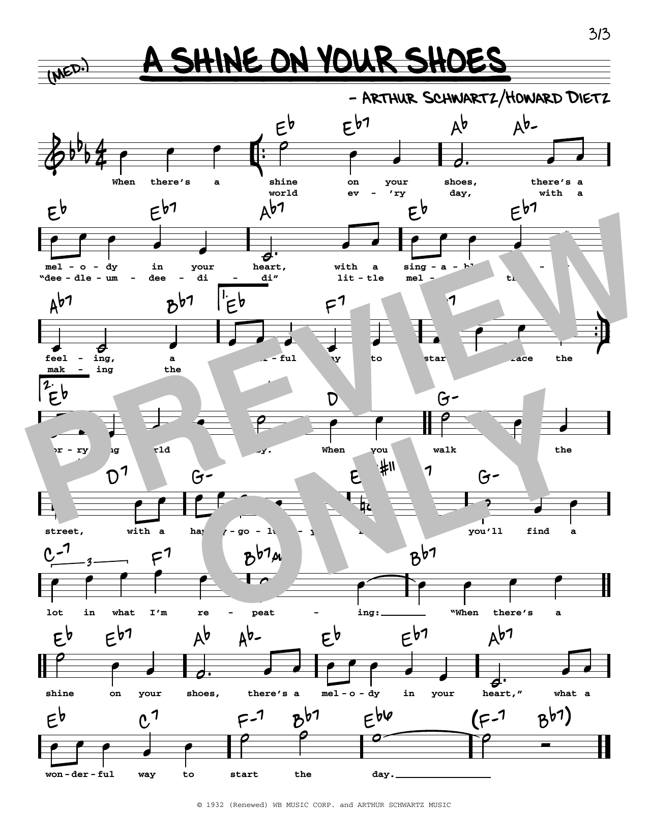 Howard Dietz and Arthur Schwartz A Shine On Your Shoes (High Voice) Sheet Music Notes & Chords for Real Book – Melody, Lyrics & Chords - Download or Print PDF