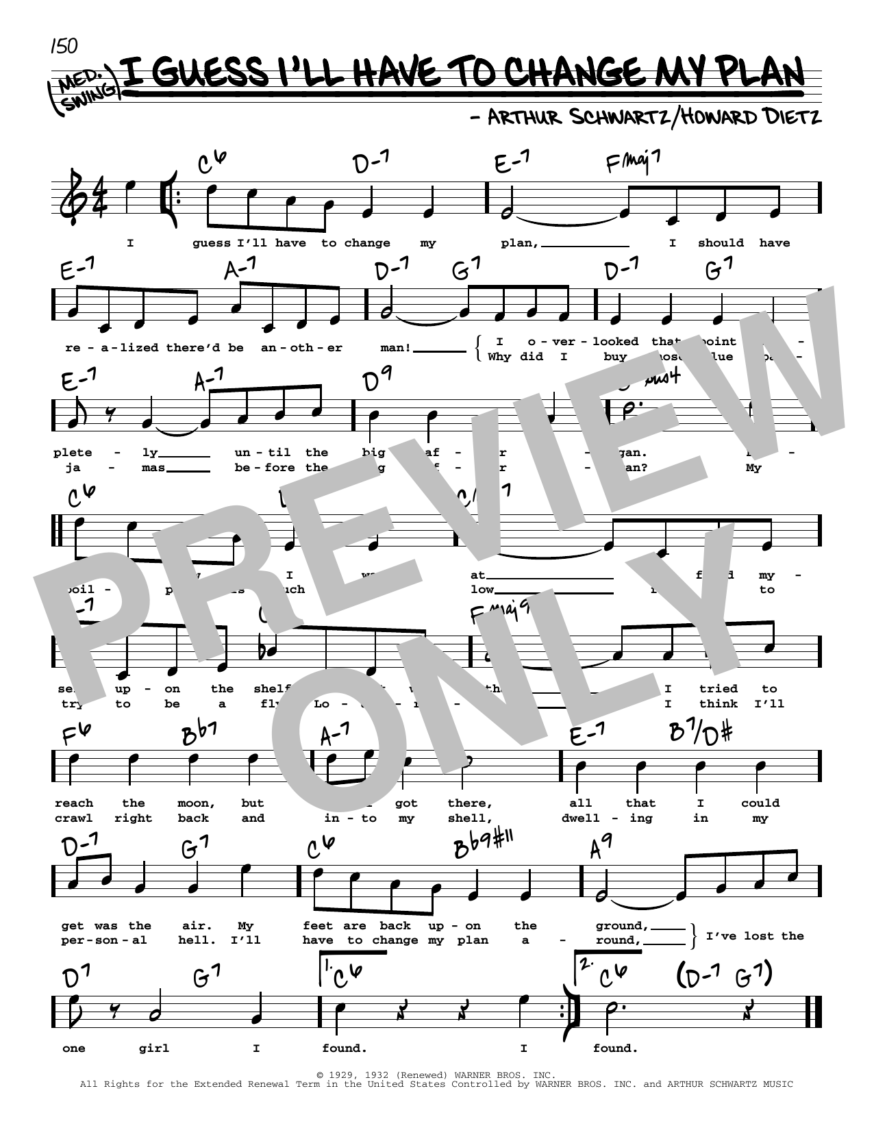 Howard Dietz and Arthur Schwartz I Guess I'll Have To Change My Plan (High Voice) Sheet Music Notes & Chords for Real Book – Melody, Lyrics & Chords - Download or Print PDF