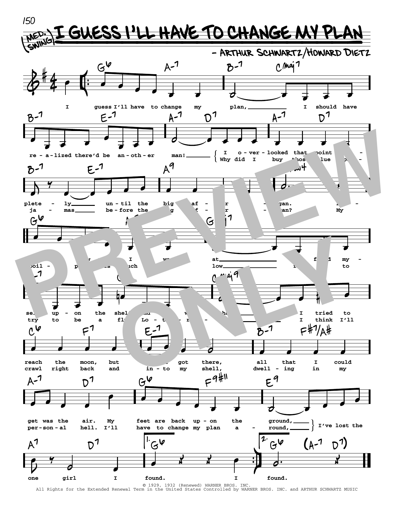 Howard Dietz I Guess I'll Have To Change My Plan (Low Voice) Sheet Music Notes & Chords for Real Book – Melody, Lyrics & Chords - Download or Print PDF