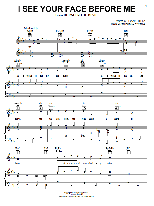 Howard Dietz I See Your Face Before Me Sheet Music Notes & Chords for Real Book – Melody & Chords - Download or Print PDF