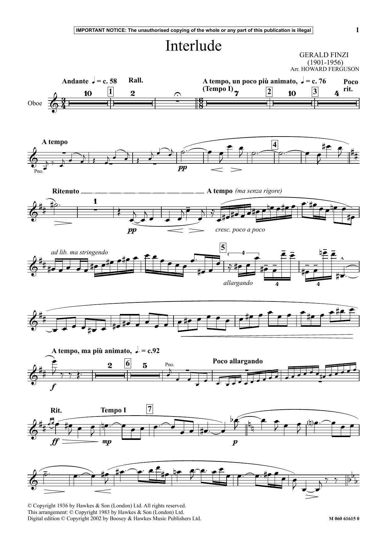 Howard Ferguson Interlude Sheet Music Notes & Chords for Instrumental Solo - Download or Print PDF