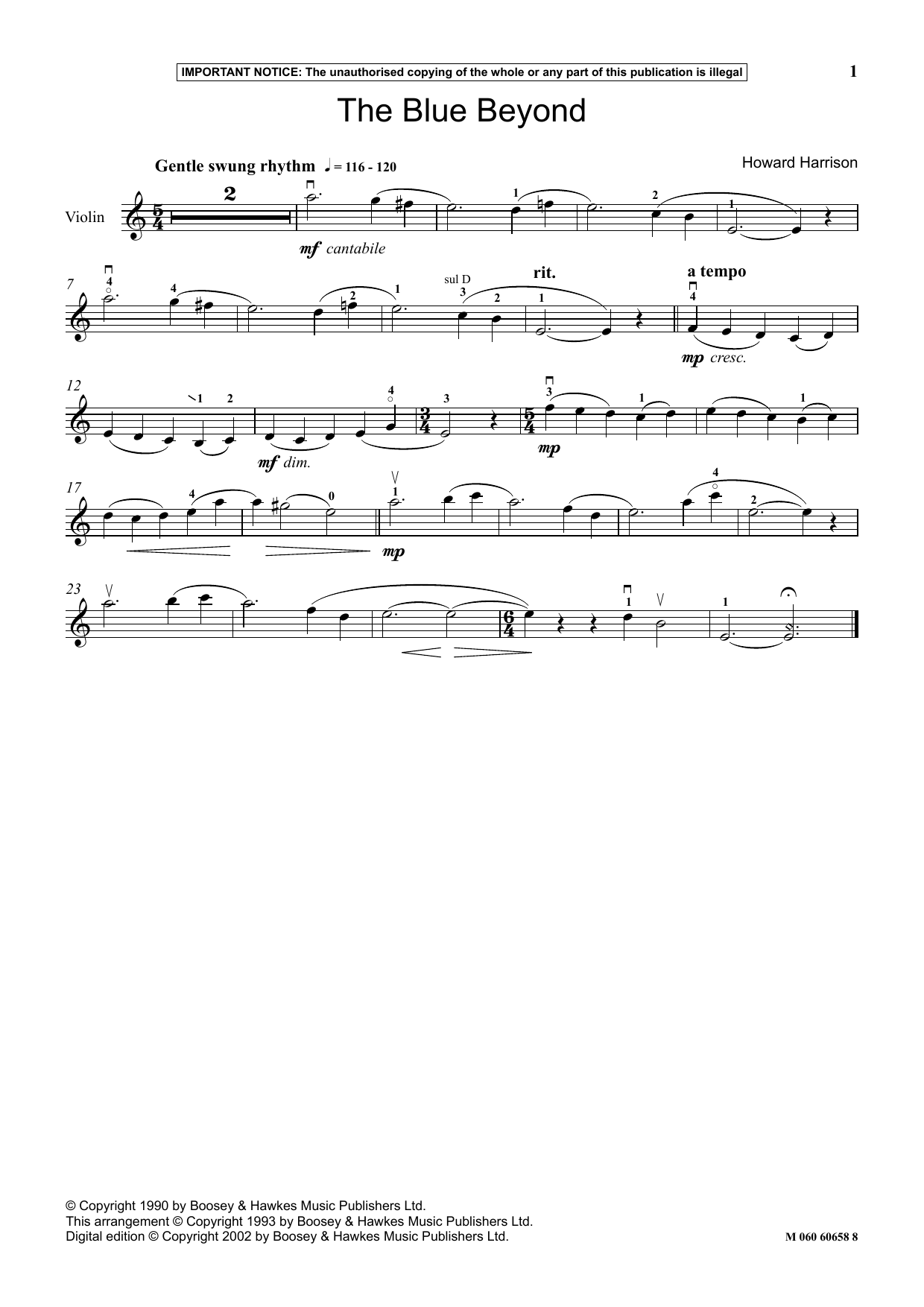 Howard Harrison The Blue Beyond Sheet Music Notes & Chords for Instrumental Solo - Download or Print PDF