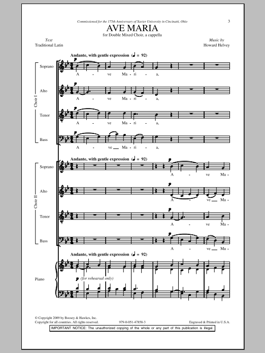 Howard Helvey Ave Maria Sheet Music Notes & Chords for SATB - Download or Print PDF
