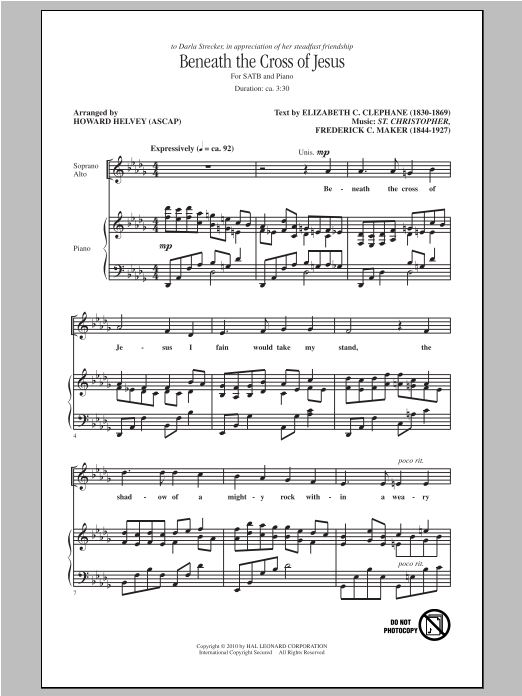 Frederick C. Maker Beneath The Cross Of Jesus (arr. Howard Helvey) Sheet Music Notes & Chords for SATB - Download or Print PDF