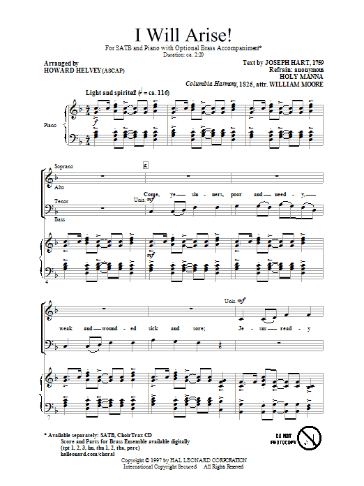 Howard Helvey I Will Arise! Sheet Music Notes & Chords for SATB - Download or Print PDF