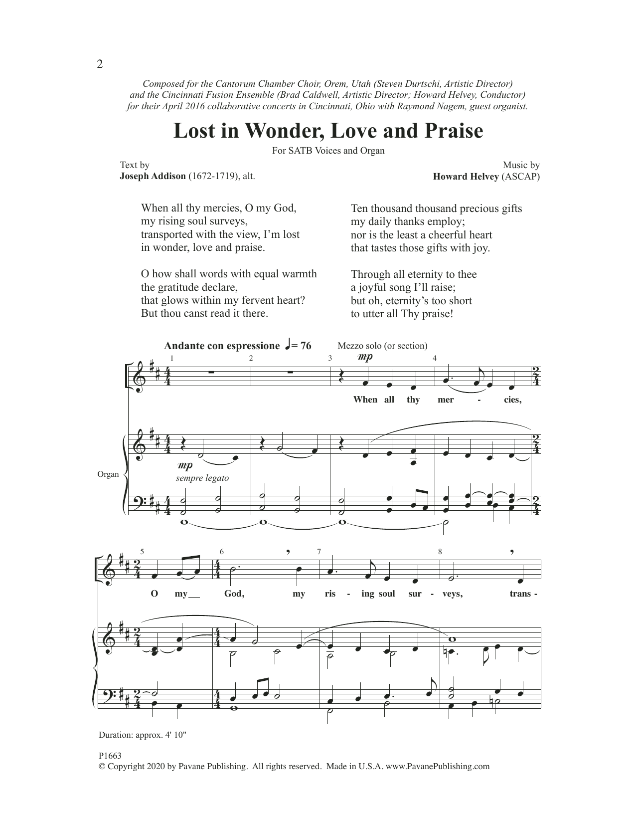 Howard Helvey Lost In Wonder, Love And Praise Sheet Music Notes & Chords for SATB Choir - Download or Print PDF