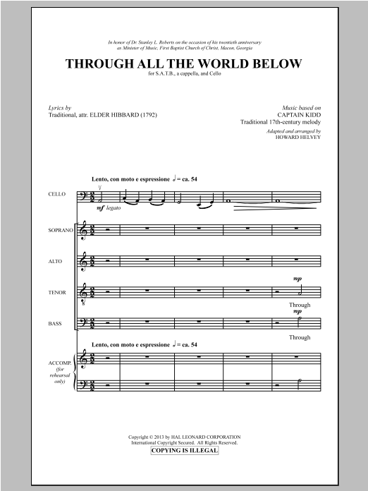 Howard Helvey Through All The World Below Sheet Music Notes & Chords for SATB - Download or Print PDF