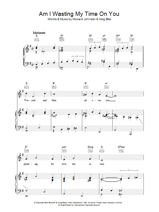 Howard Johnson Am I Wasting My Time On You Sheet Music Notes & Chords for Piano, Vocal & Guitar (Right-Hand Melody) - Download or Print PDF Howard Johnson Am I Wasting My Time On You Sheet Music Notes & Chords for Piano, Vocal & Guitar (Right-Hand Melody) - Download or Print PDF