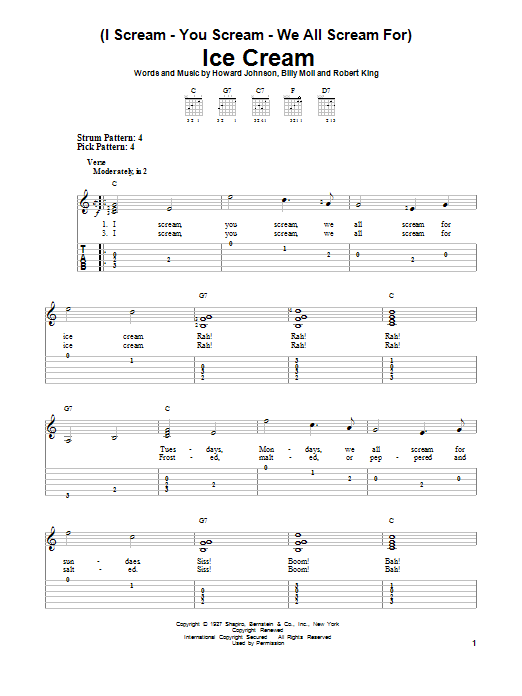 Howard Johnson (I Scream-You Scream-We All Scream For) Ice Cream Sheet Music Notes & Chords for Easy Guitar Tab - Download or Print PDF