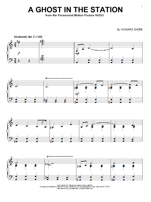 Howard Shore A Ghost In The Station Sheet Music Notes & Chords for Piano - Download or Print PDF