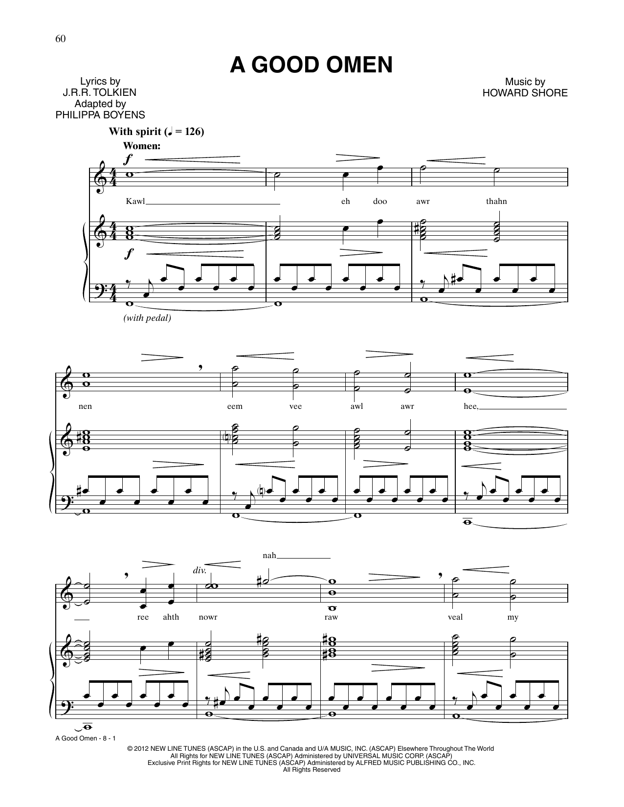 Howard Shore A Good Omen (from The Hobbit: An Unexpected Journey) Sheet Music Notes & Chords for Piano & Vocal - Download or Print PDF