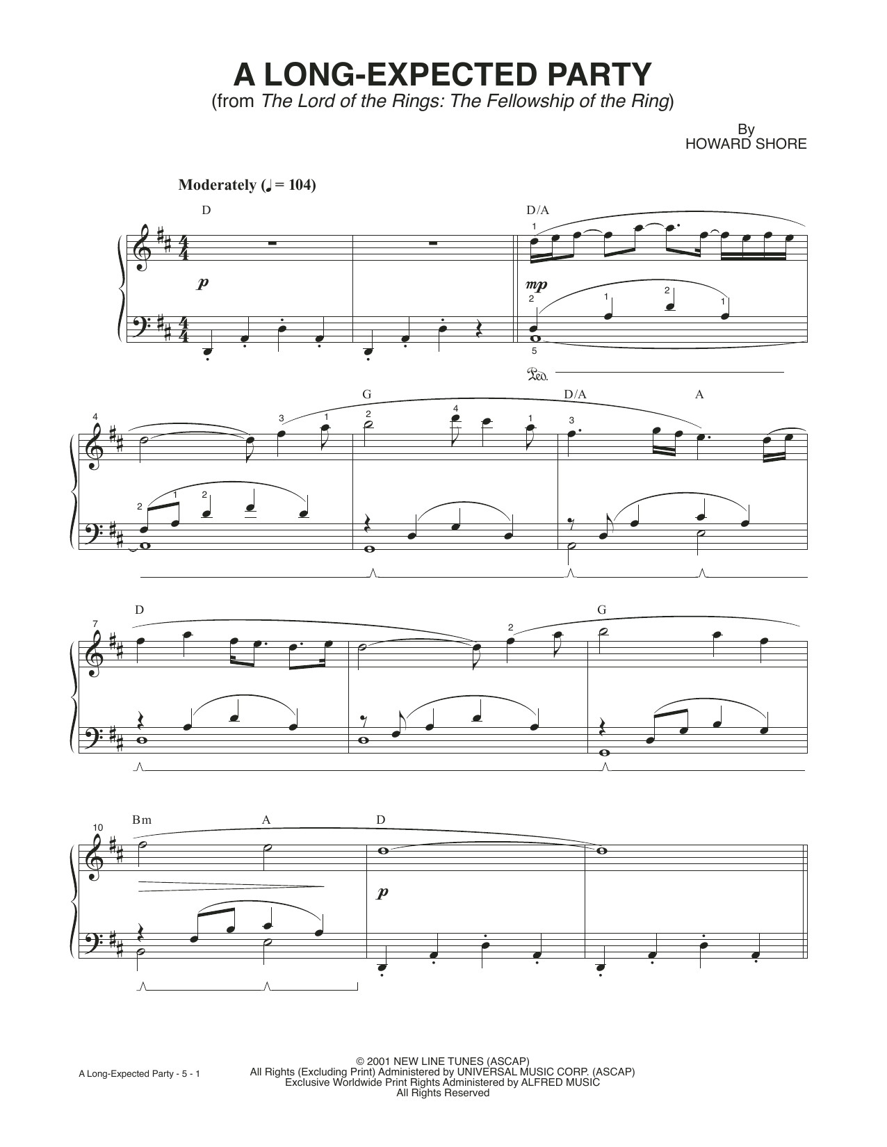 Howard Shore A Long-Expected Party (from The Lord Of The Rings: The Fellowship Of The Ring) Sheet Music Notes & Chords for Piano Solo - Download or Print PDF Howard Shore A Long-Expected Party (from The Lord Of The Rings: The Fellowship Of The Ring) Sheet Music Notes & Chords for Piano Solo - Download or Print PDF