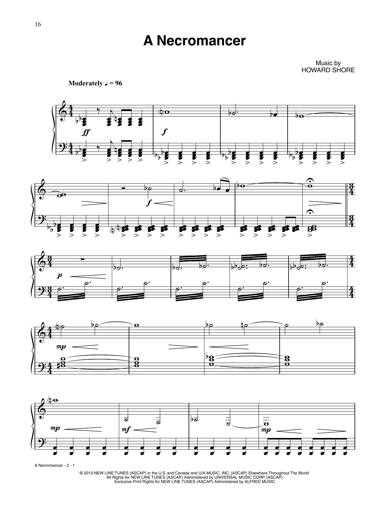 Howard Shore A Necromancer (from The Hobbit: The Desolation of Smaug) Sheet Music Notes & Chords for Piano Solo - Download or Print PDF