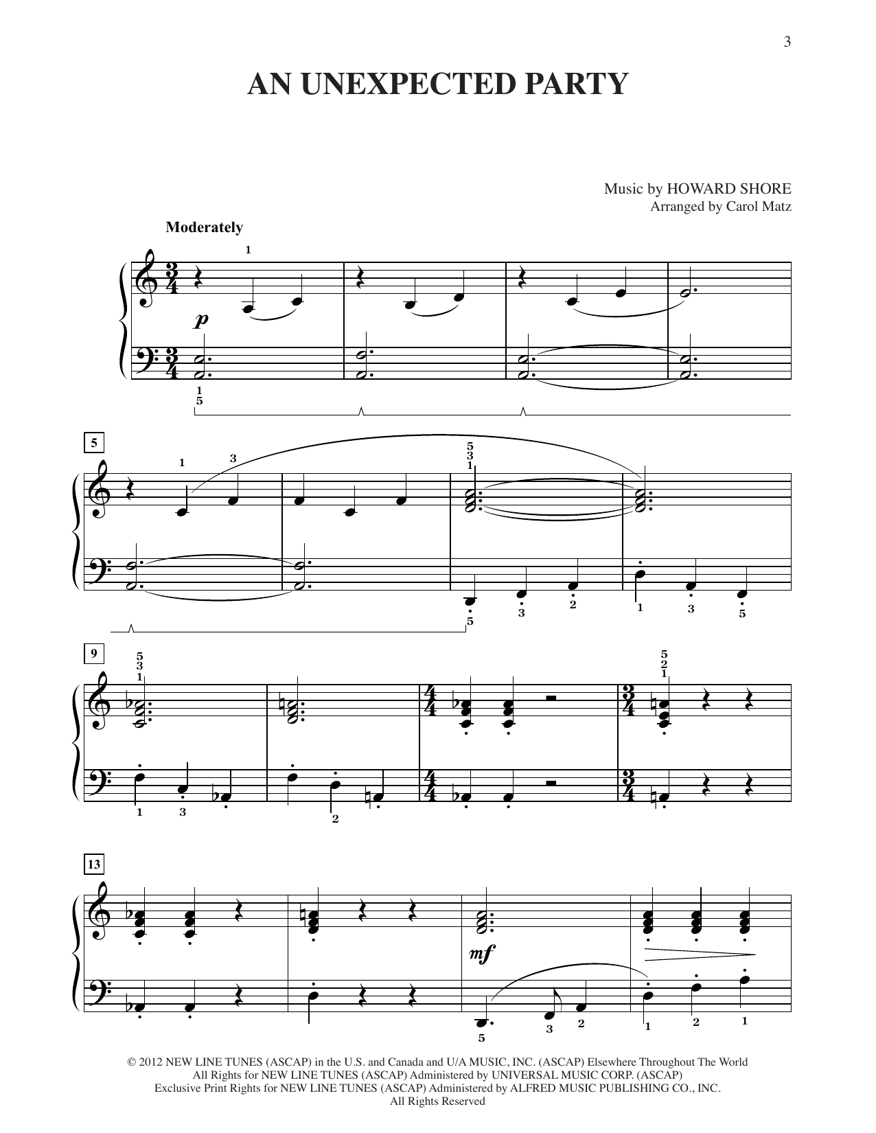 Howard Shore An Unexpected Party (from The Hobbit: An Unexpected Journey) (arr. Carol Matz) Sheet Music Notes & Chords for Big Note Piano - Download or Print PDF