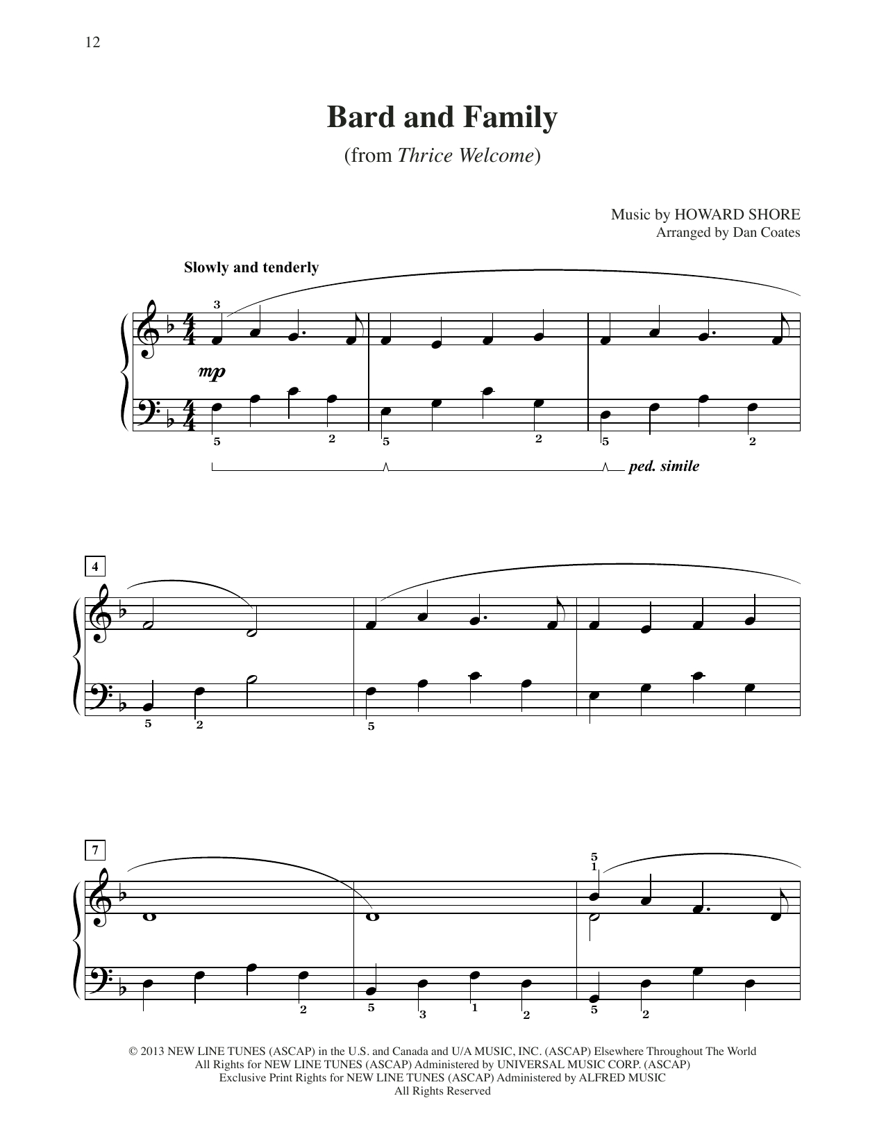 Howard Shore Bard And Family (from The Hobbit: The Desolation of Smaug) (arr. Dan Coates) Sheet Music Notes & Chords for Easy Piano - Download or Print PDF