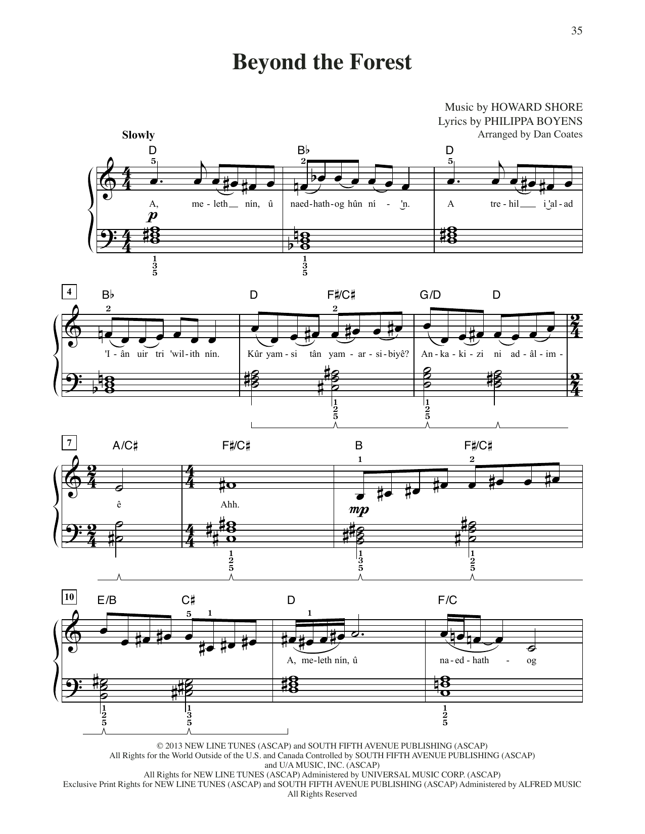 Howard Shore Beyond The Forest (from The Hobbit: The Desolation of Smaug) (arr. Dan Coates) Sheet Music Notes & Chords for Easy Piano - Download or Print PDF