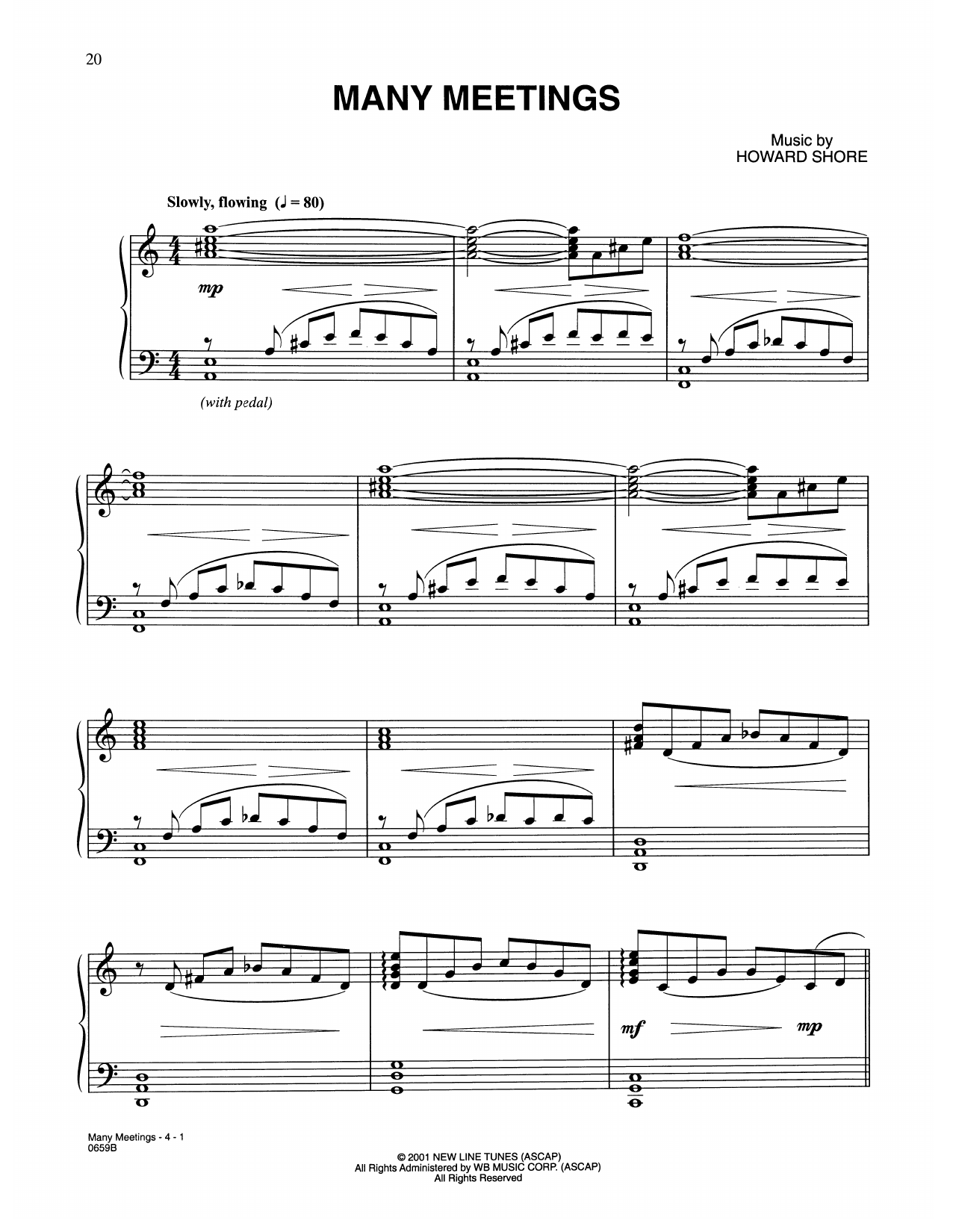 Howard Shore Many Meetings (from The Lord Of The Rings: The Fellowship Of The Ring) Sheet Music Notes & Chords for Piano Solo - Download or Print PDF