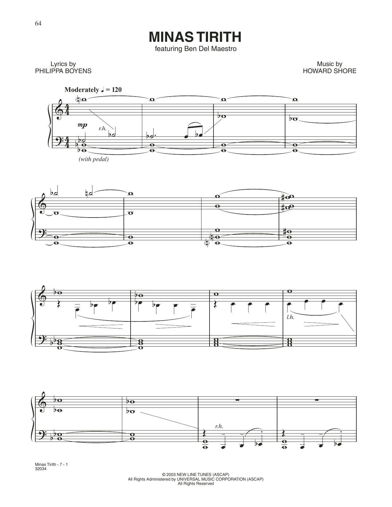 Howard Shore Minas Tirith (from The Lord Of The Rings: The Return Of The King) Sheet Music Notes & Chords for Piano & Vocal - Download or Print PDF