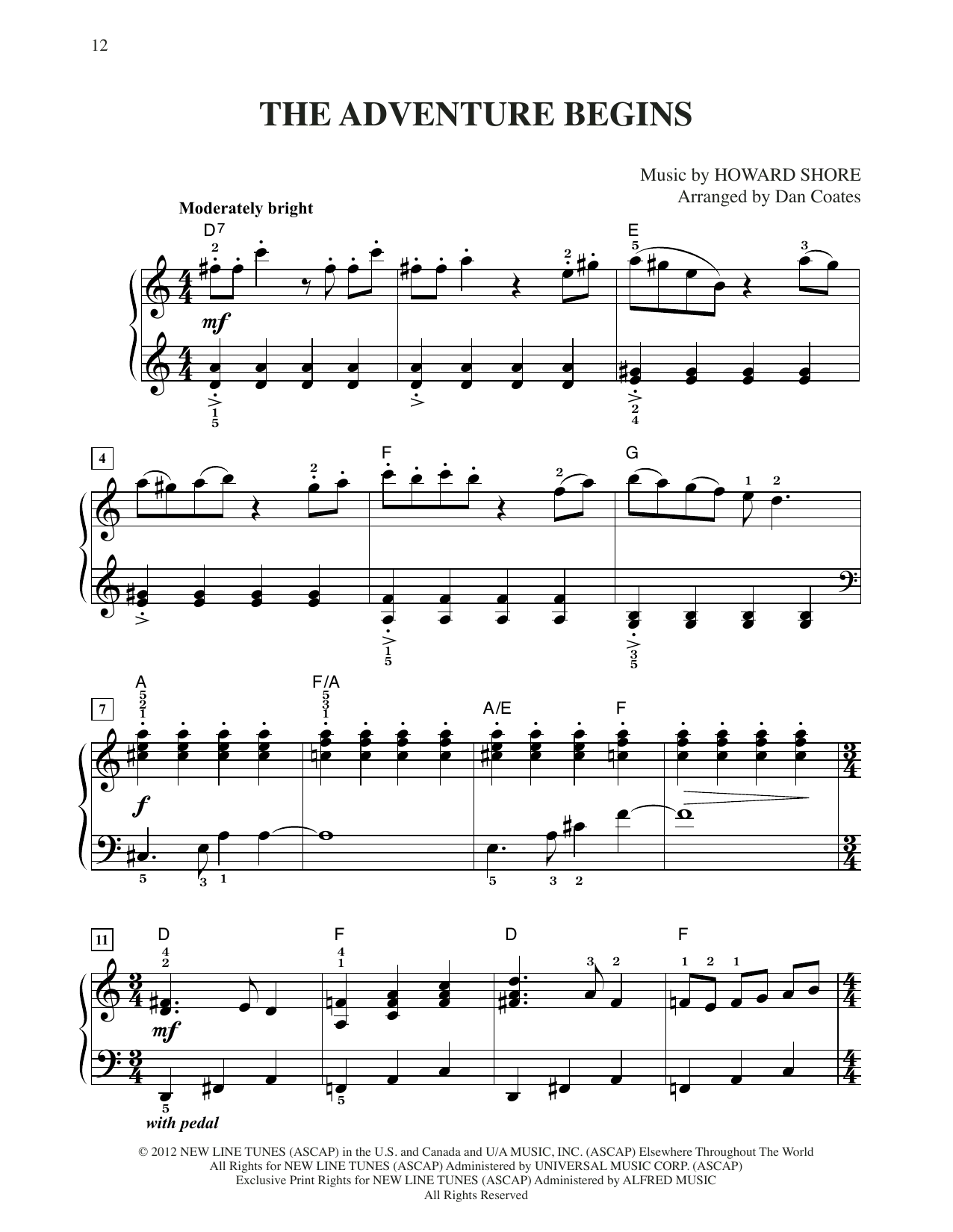 Howard Shore The Adventure Begins (from The Hobbit: An Unexpected Journey) (arr. Dan Coates) Sheet Music Notes & Chords for Easy Piano - Download or Print PDF