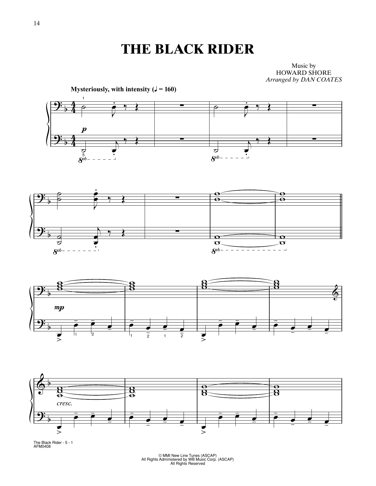 Howard Shore The Black Rider (from The Lord Of The Rings: The Fellowship Of The Ring) (arr. Dan Coates) Sheet Music Notes & Chords for Easy Piano - Download or Print PDF