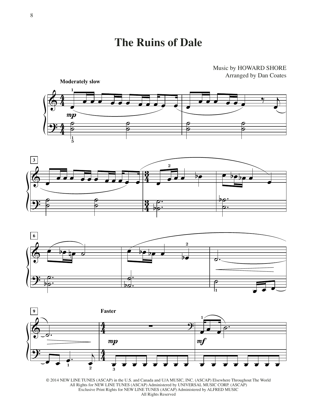 Howard Shore The Ruins Of Dale (from The Hobbit: The Battle of the Five Armies) (arr. Dan Coates) Sheet Music Notes & Chords for Easy Piano - Download or Print PDF