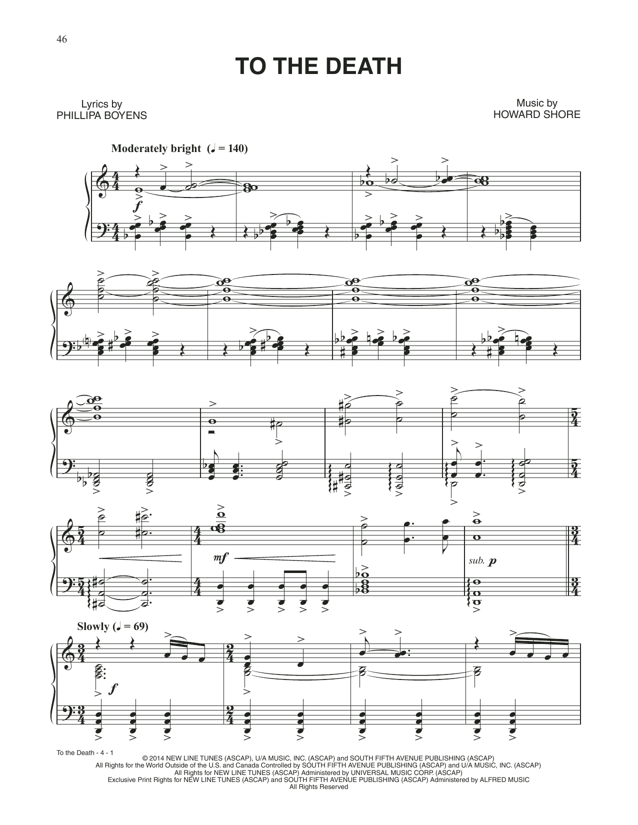 Howard Shore To The Death (from The Hobbit: The Battle of the Five Armies) Sheet Music Notes & Chords for Piano & Vocal - Download or Print PDF