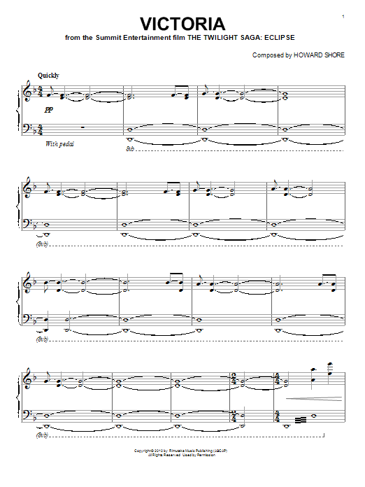Howard Shore Victoria Sheet Music Notes & Chords for Piano (Big Notes) - Download or Print PDF