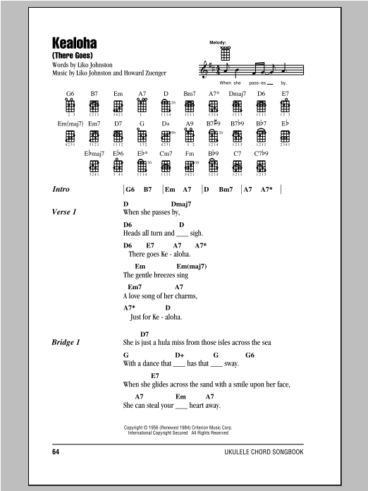 Howard Zuenger Kealoha (There Goes) Sheet Music Notes & Chords for Ukulele - Download or Print PDF