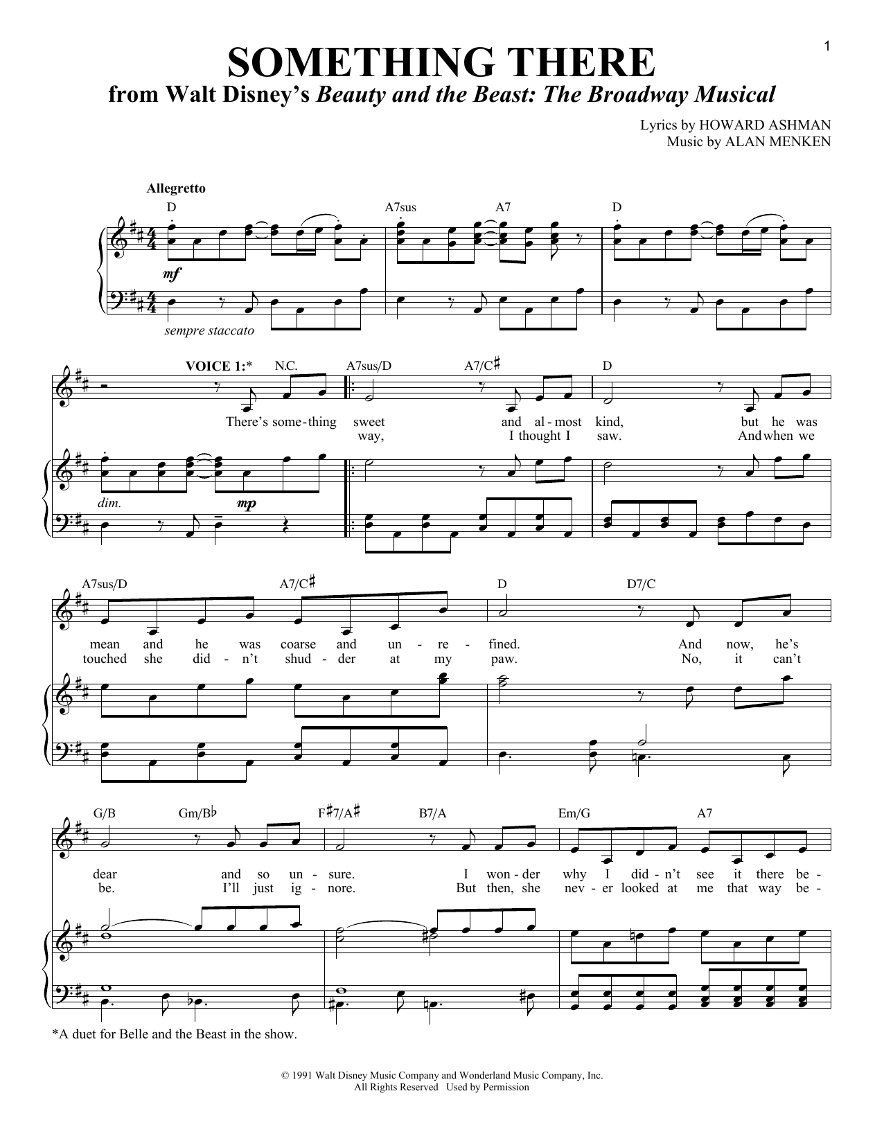 Howard Ashman Something There From Beauty And The Beast Sheet Music Download Pdf Score 250177