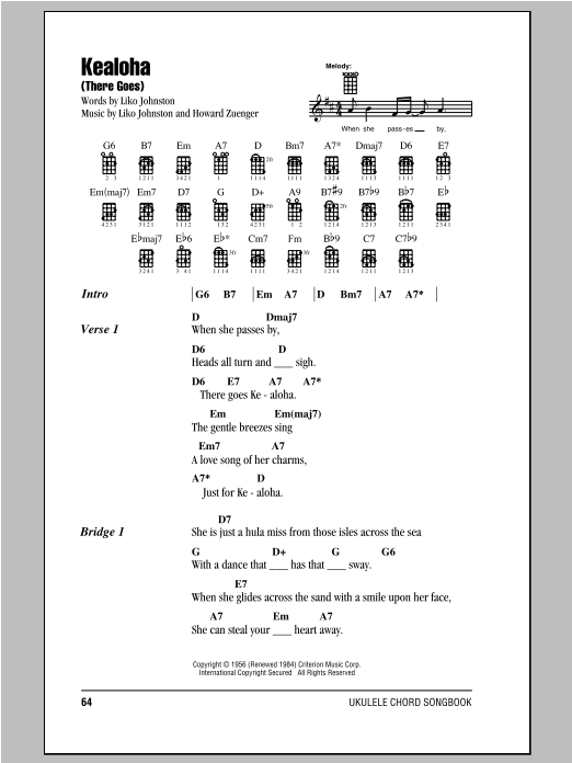 Kealoha (There Goes) sheet music