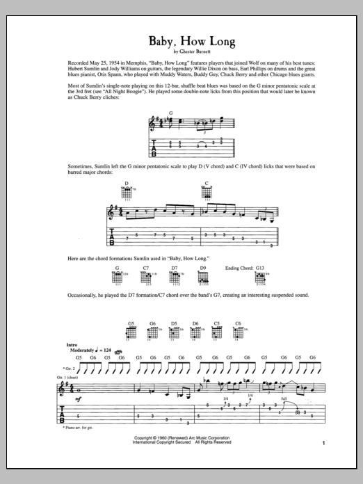 Howlin' Wolf Baby How Long Sheet Music Notes & Chords for Real Book – Melody, Lyrics & Chords - Download or Print PDF