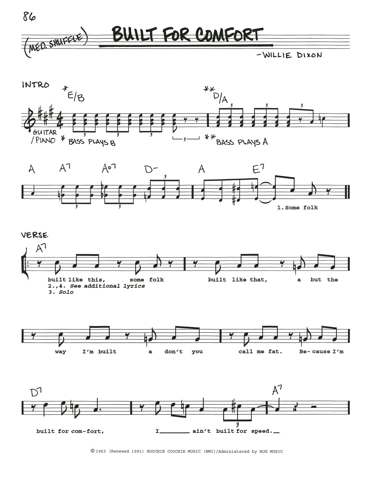 Howlin' Wolf Built For Comfort Sheet Music Notes & Chords for Real Book – Melody, Lyrics & Chords - Download or Print PDF